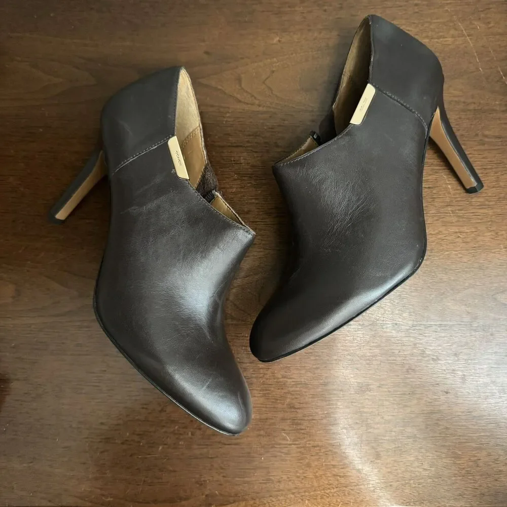 Coach Brown Leather Heels Side Zip Ankle Booties Sz 8.5 B